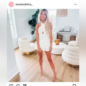 Hazel & Olive let’s fall in love white ruffle romper dress